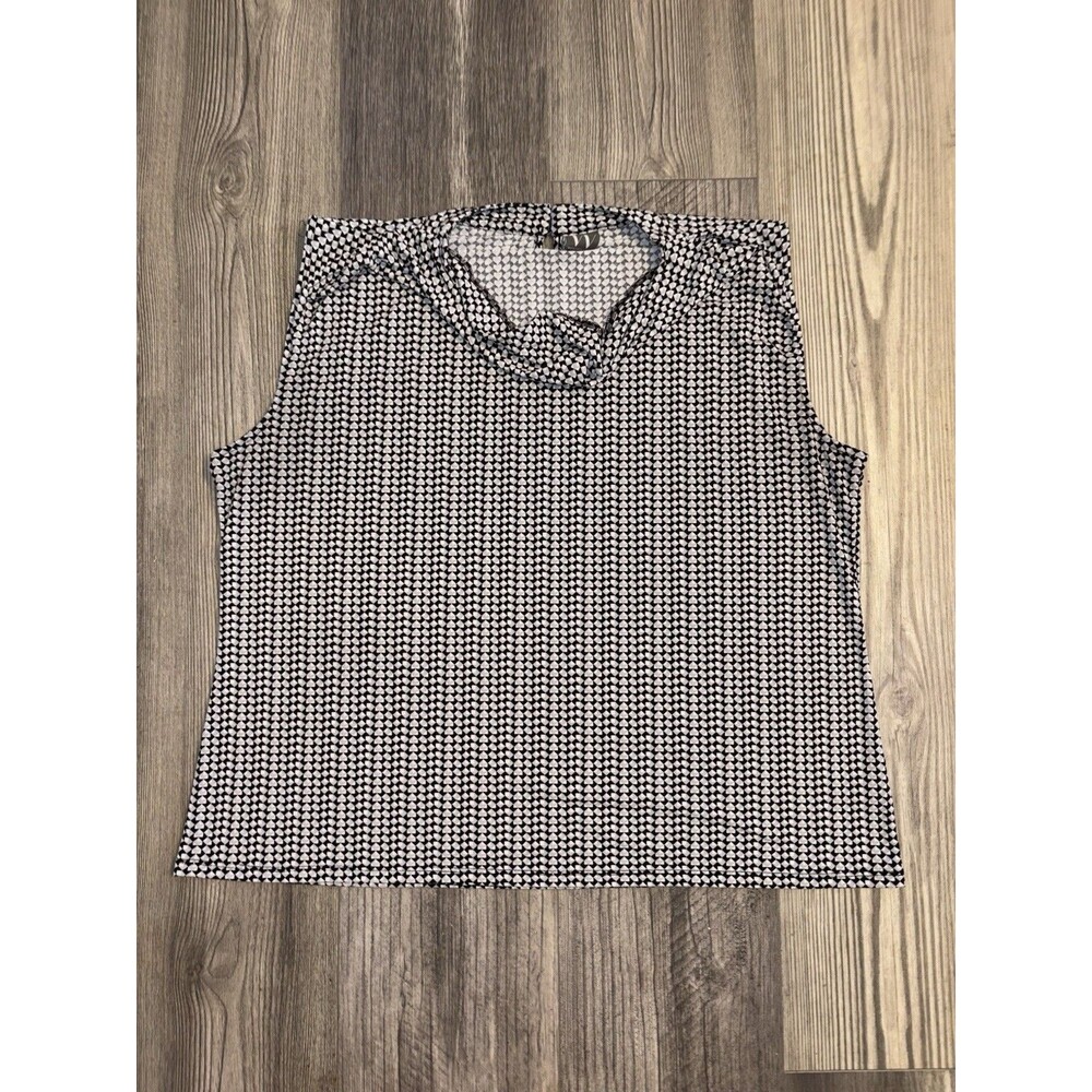 Worthington Women's 0X Black White Geometric Cowl Neck Blouse